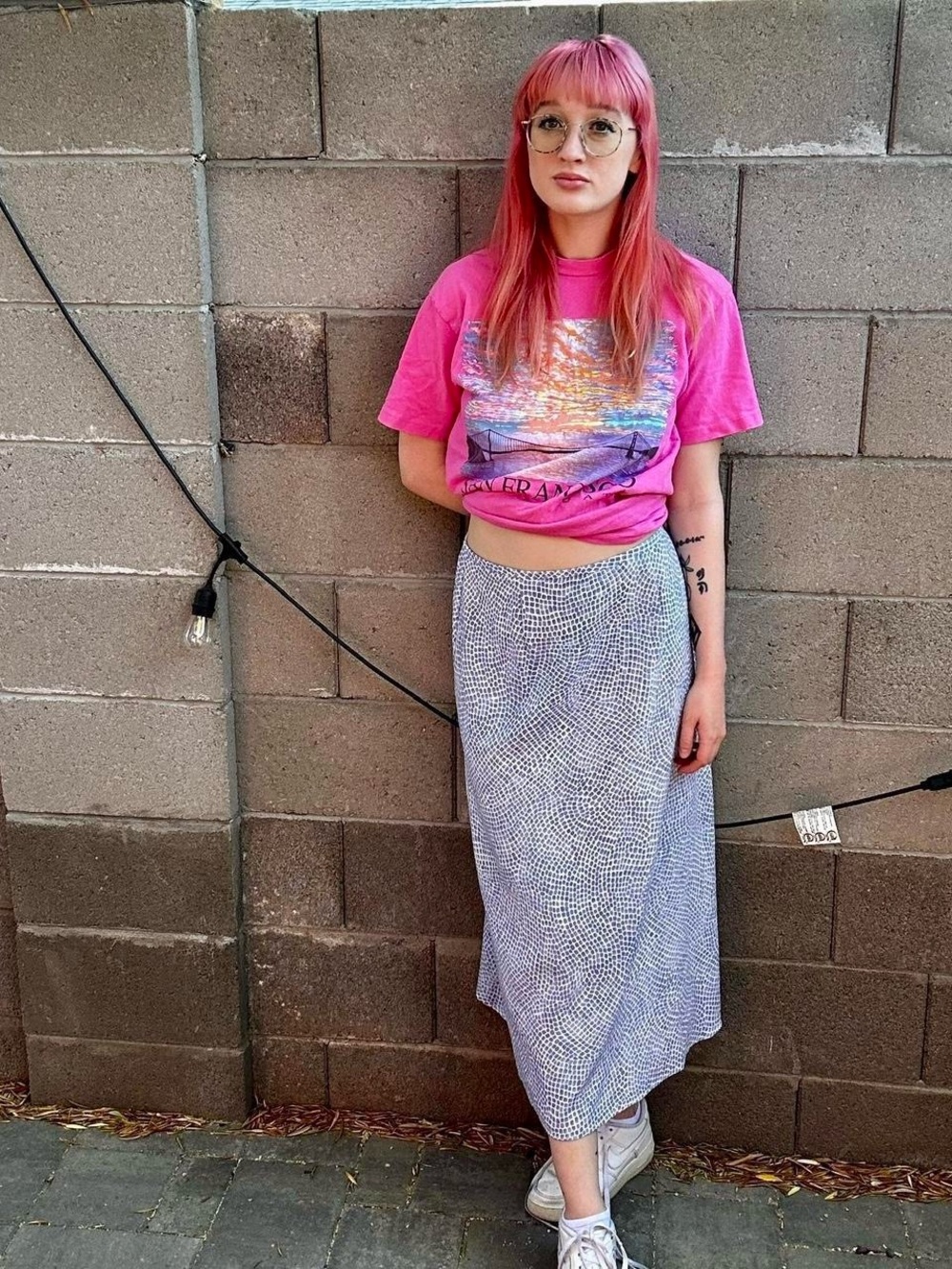 Vintage 1980s 80s Joan Leslie Printed Midi Skirt